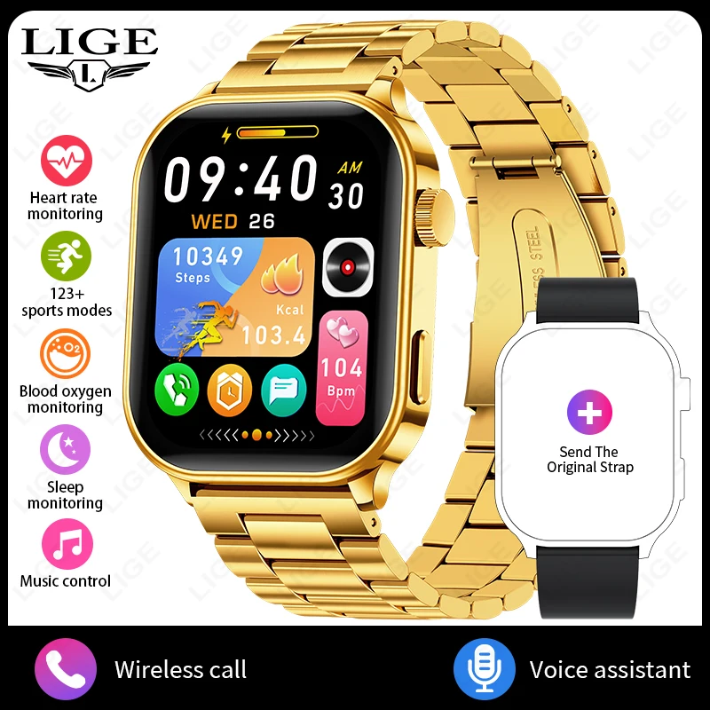 F - aço dourado + pulseira de presente