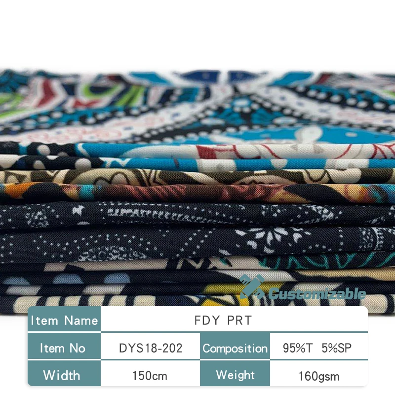 FDY PRINT Wholesale textiles for women garment  comfortable cheap production 95%polyester 5%spandex