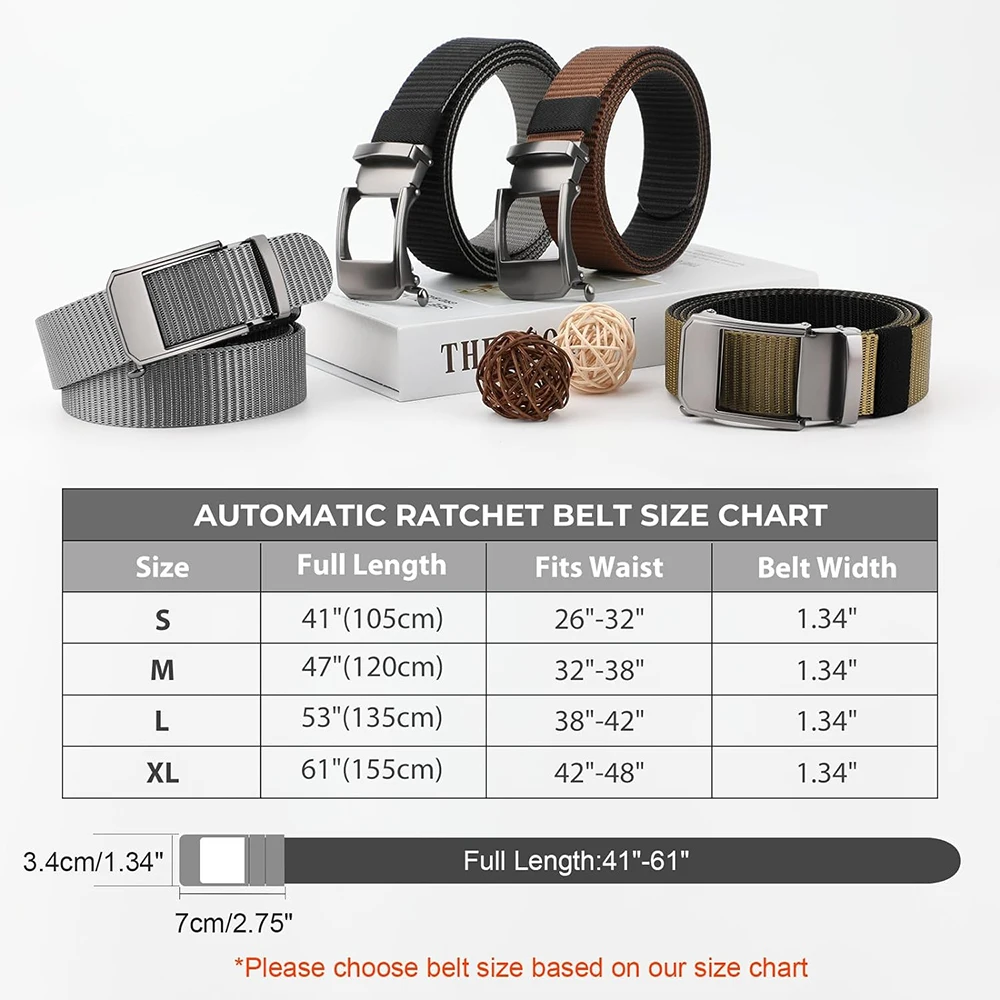 Training Durable Sports Fashionable Nylon Ratchet Belts Men Web Tactical Belt with Automatic Click Buckle Belt