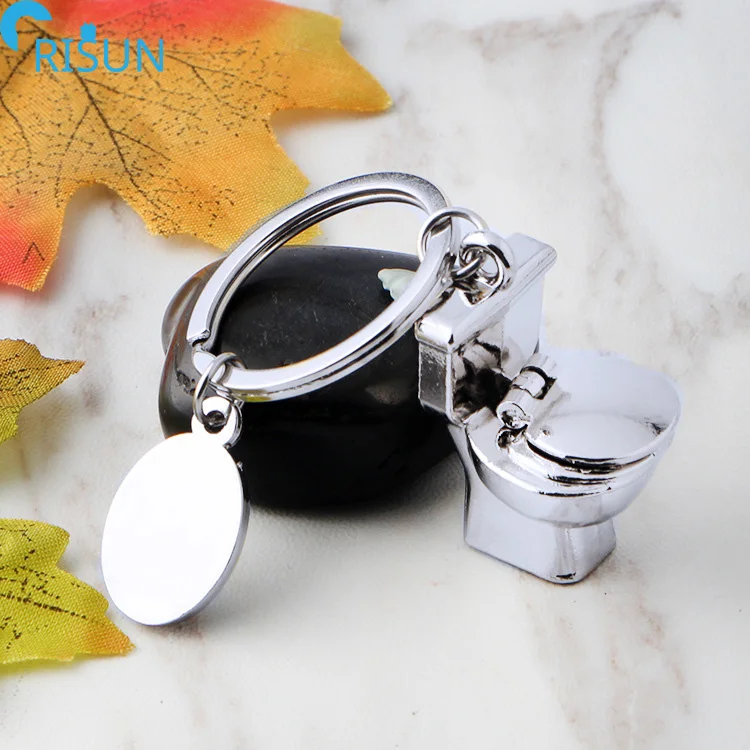 Portachiavi Creativo A Forma Di Mini WC – Colore Oro, In Metallo, Simpatico Accessorio Per Chiavi E Borse, Regalo Originale - 5