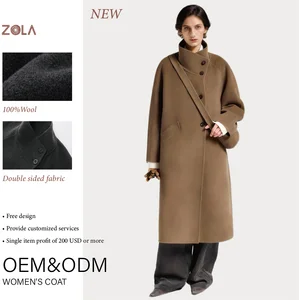 Wholesale Casual Double-Breasted Maxi Wool Coat Regular Sleeves Woven Solid Pattern Eco-Friendly Soft Keep Warm Winter Outerwear
