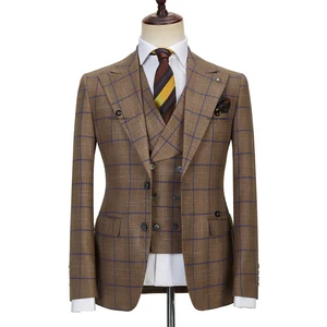 New High Quality XS-4XL (suit + Vest + Trousers) Men's Striped Fashion Business Gentleman British Style Casual Gentleman Suit