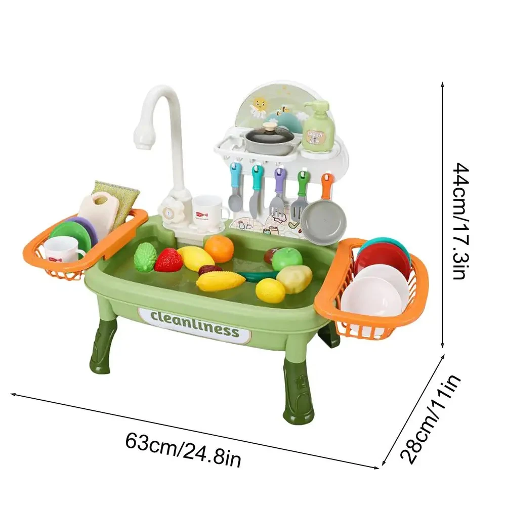 Upgraded Pretend Role Play Kitchen Set Working Faucet Dishes Play Set for Kids Made Plastic for Kids Pretend Play Kitchen Sink