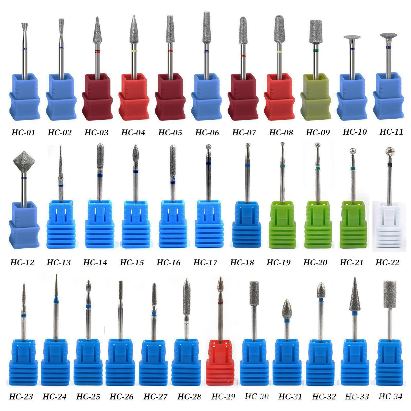 AITE Diamond Nail Drill Bits Polishing Heads Rocket Shape Grit 1000 Remover Manicure Grinding Tools Clean Cuticle