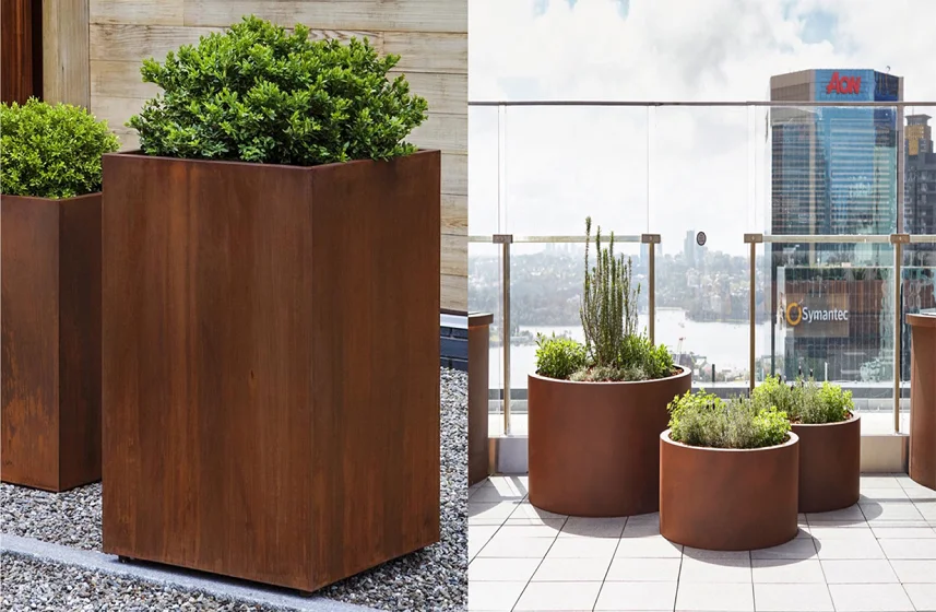 corten steel planter boxes 36 x12 corten steel nursery planter metal garden planters