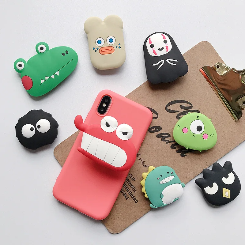Симпатичный мультяшный держатель для мобильного телефона из ПВХ с логотипом на заказ 2022, складная 3D силиконовая подставка для телефона, воздушный держатель для телефона, аксессуары, оптовая продажа