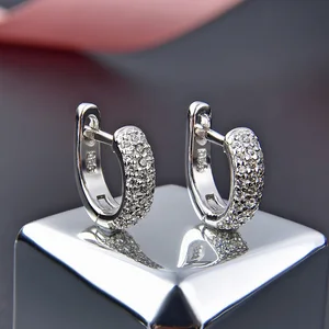 Design Luxury Fancy 925 Sterling Silver Aaa Cubic Zirconia English Lock CC Earrings