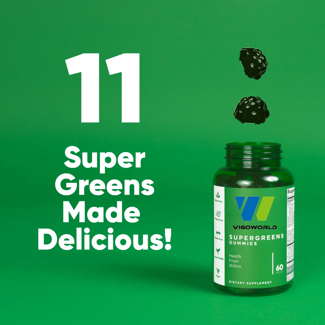 Custom Private Label Supergreen Gummies With Probiotic & Vitamins
