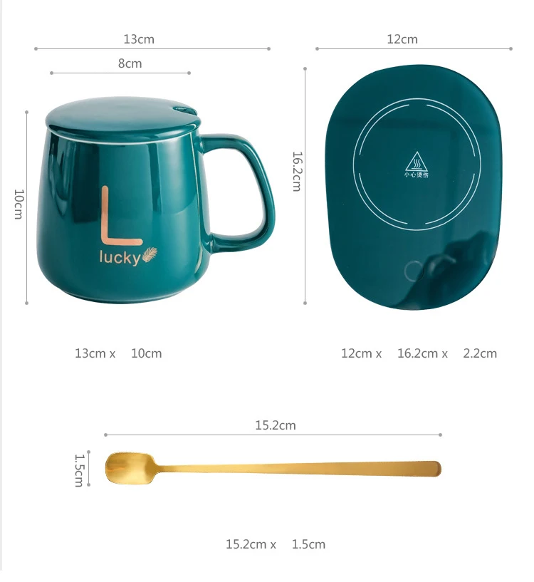 55 Degree Temperature Control Heater Electric Smart Coffee Cup Mug Warmer With Heating Coaster Ceramic Mug with Heater