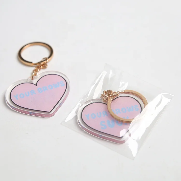 Key Chain Designer Custom Print Logo Clear Heart Shaped Cute Charms Acrylic Keychain for Promotional