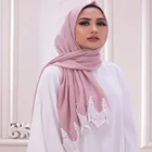 New Wholesale Plain Lace Flower Scarf Thick Bubble Heavy Chiffon Hijab Muslim Woman Shawl