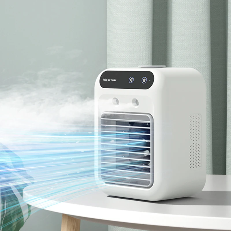 Ventilador de ar condicionado sem fio recarregável de 1800mAh para ambientes internos, mini ventilador USB, climatizador de ar portátil e umidificador para uso externo._voghion.com