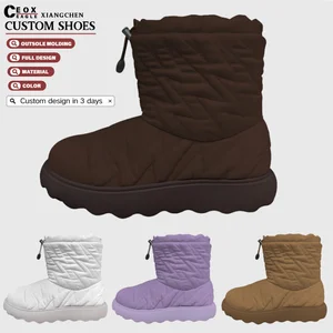 Women's Winter Snow Boots Viral Waterproof Platform Sneakers Insulation Trendy Embroidery Midi Toe Hard-Wearing Thermal Comfort