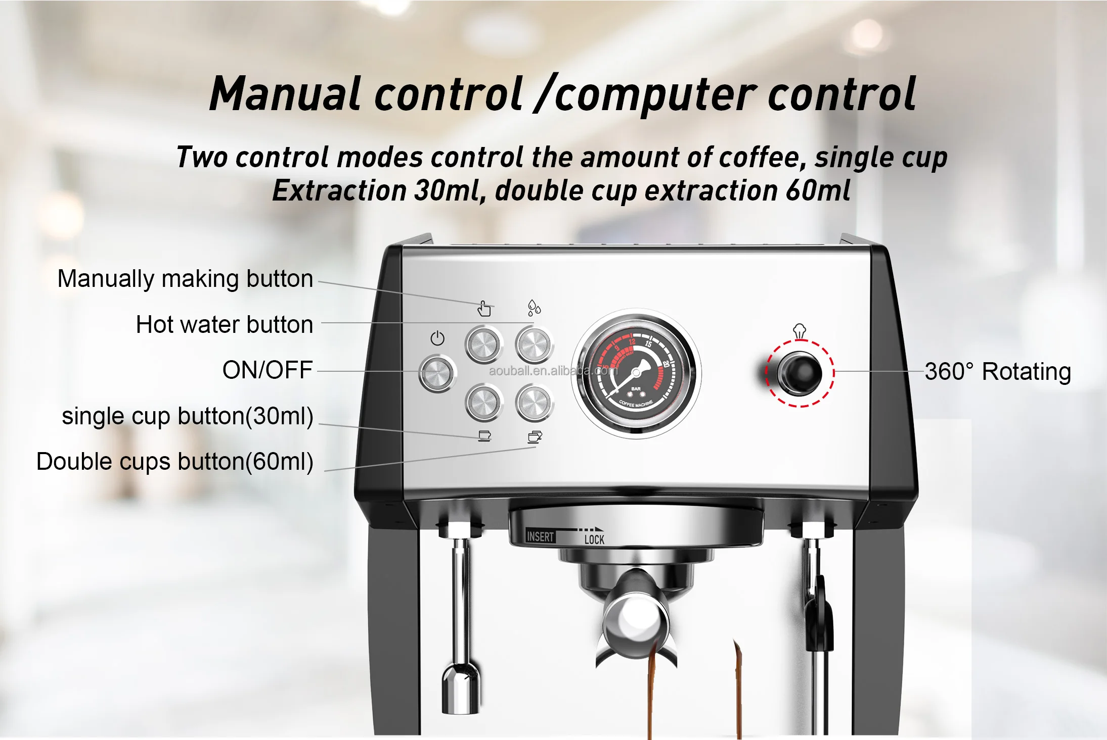 3 in 1 Smart Digital Espresso Machine 20 Bar Duel Boiler Buttons Aluminium 20 in 1 Digital Coffee Maker