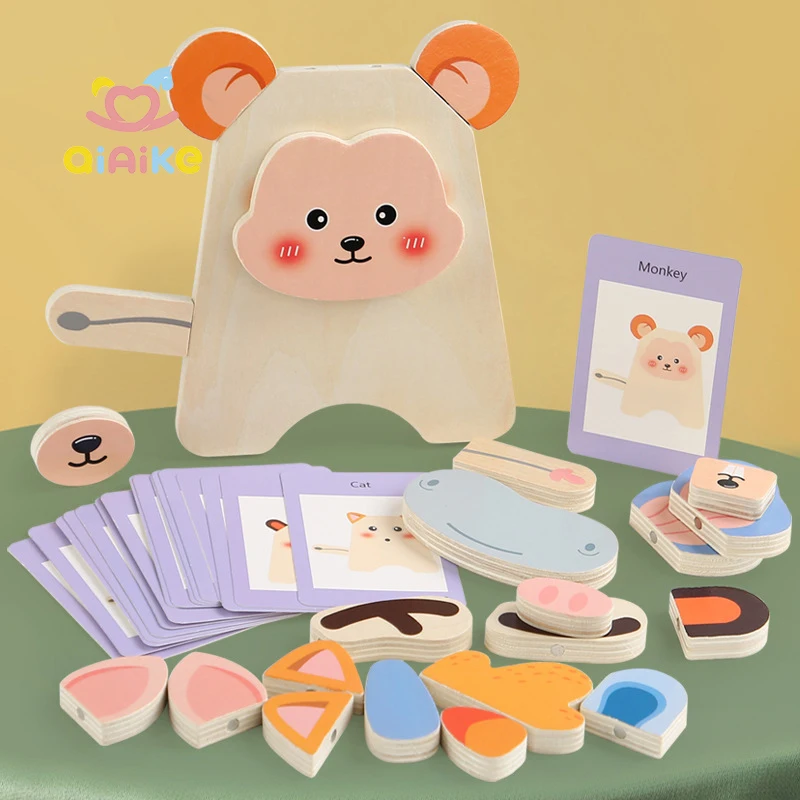 新登場！赤ちゃん向けクリエイティブ3Dパズル：モンテッソーリ式幼児教育おもちゃ、ユーモアたっぷりの動物ジグソーパズルゲーム（木製キッズおもちゃ）