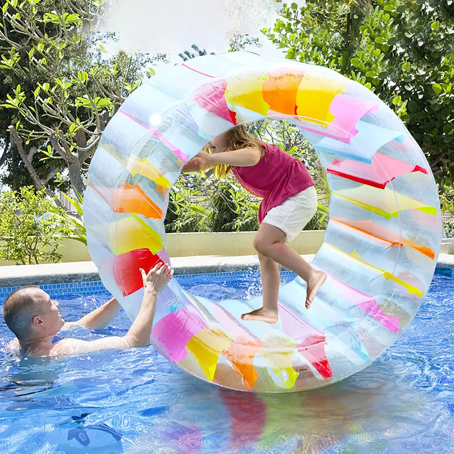 Roue à Eau Gonflable de Piscine, Rouleau Flottant et Jouet Aquatique de