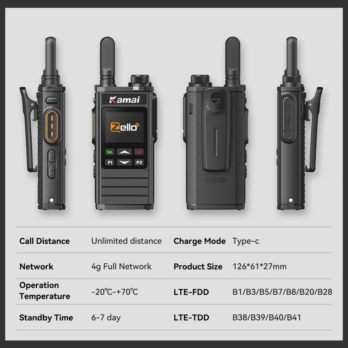 Zello PTT 4G POC Radio Network Mobile Phone IP68 Waterproof GPS Global  Unlimited Range Sim Card Walkie Talkie 5000KM Long Range