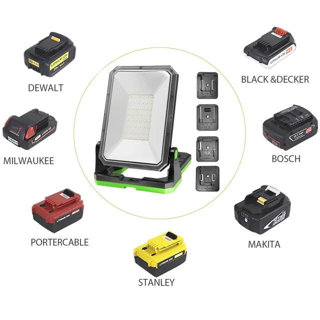 30W 18V/20V LED Working Light Li-ion Battery Supply  For Makia For Milwaukee For DeWalt Battery Power Tool Part