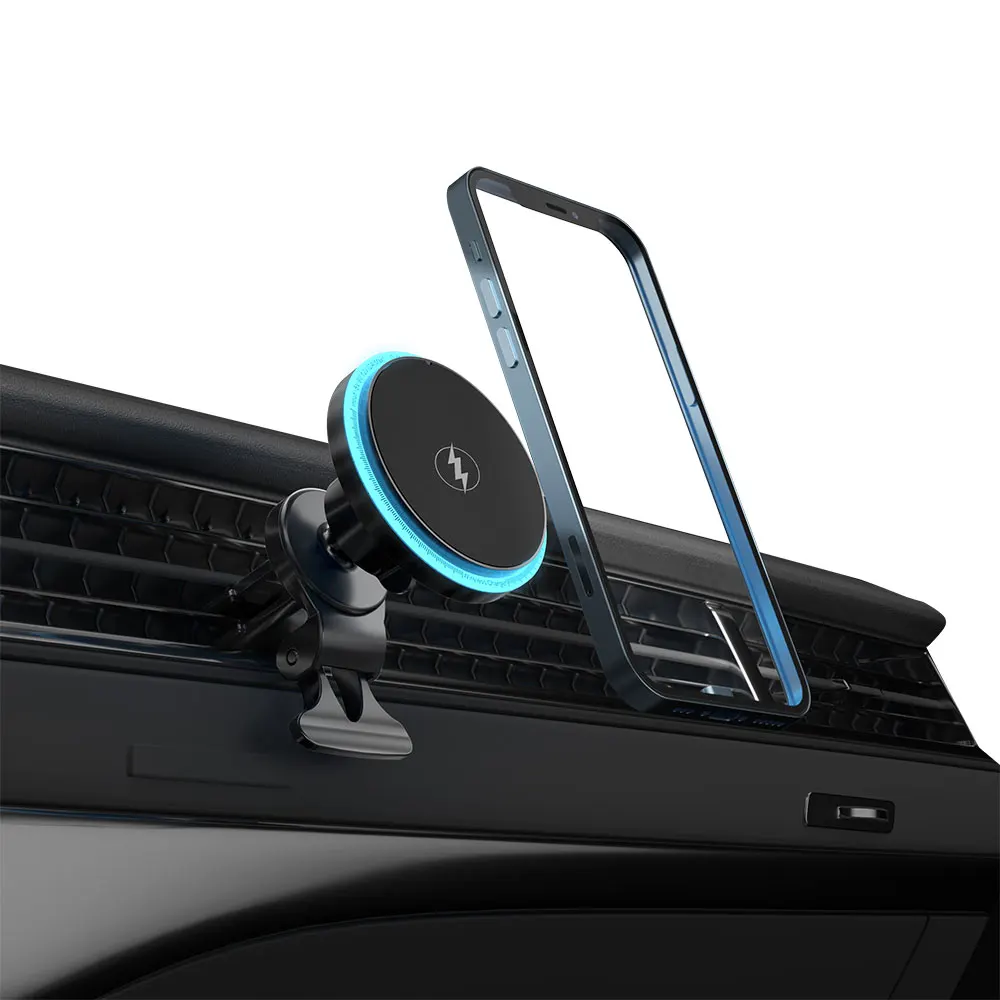 Colorful Surface Auto Rotate Holder Silicone Grip 15W Actual Power Wireless Charger for iPhone12 13 14 Universal Vehicle Device