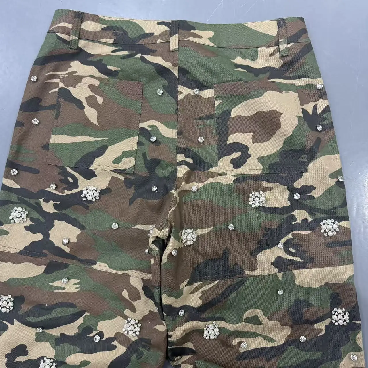 Carpenter Pants Oversized Custom Heavy Thick Vintage Straight Wide Leg Baggy Rhinestone Sweatpants Tracks Camo Cargo Pants Men gallery 4