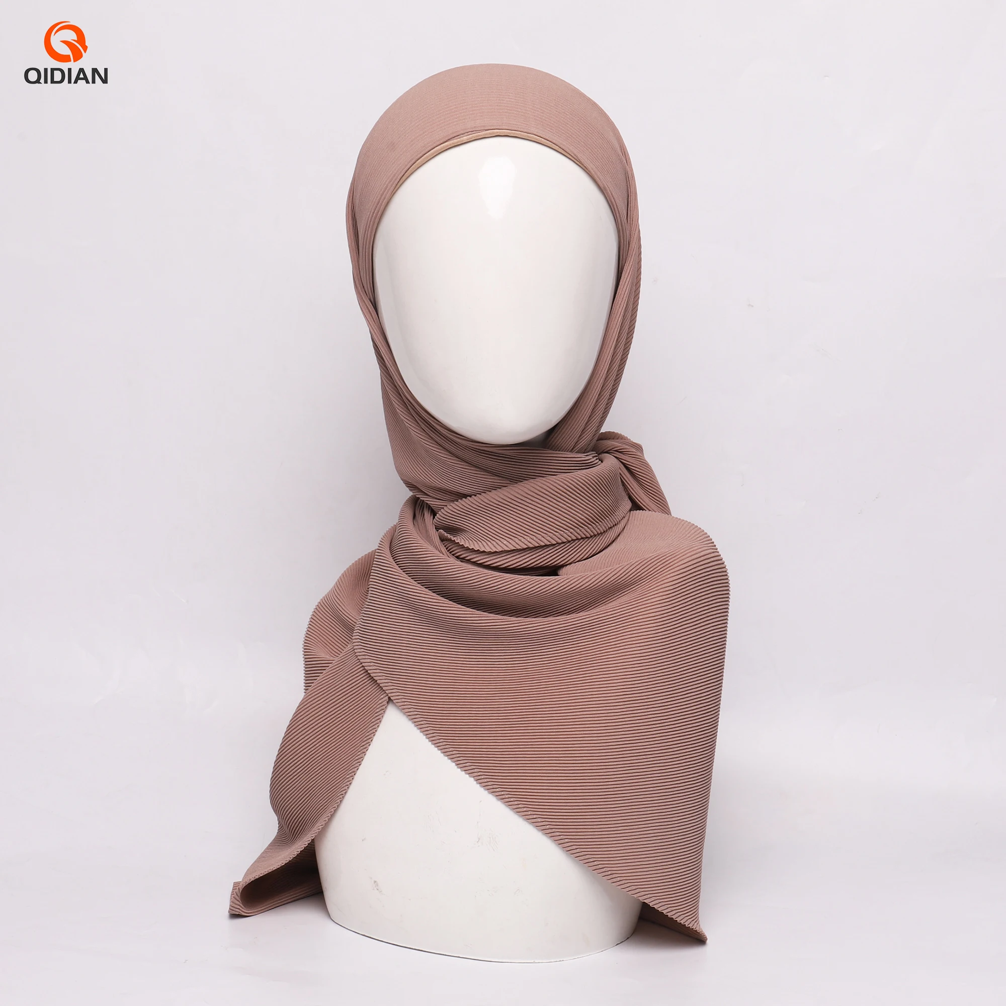 Pleated Triangle Chiffon Shawl Instant Attached Inner Women Hijab Scarves  Easy to Wear