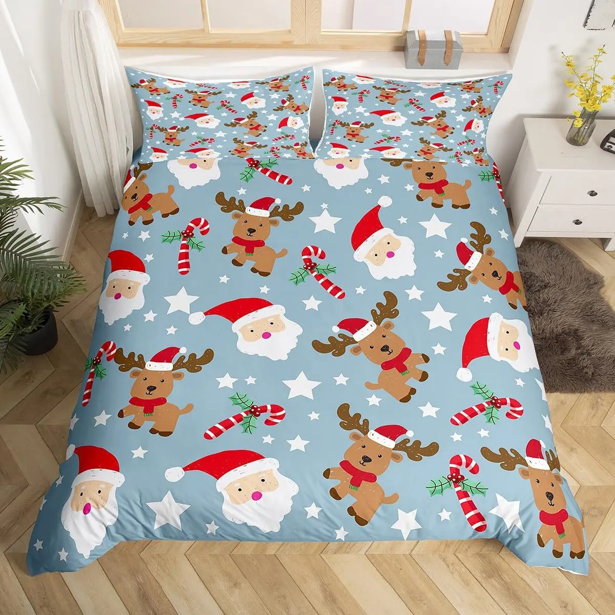 AOYATEX Merry Christmas duvet set Christmas bed sheet set microfiber Christmas bedding set factory