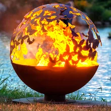 Decoration corten steel fire ball fire ball pit metal garden spheres