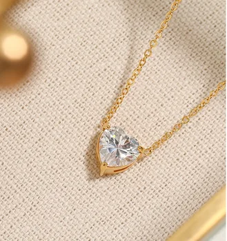 RFJEWEL 2024 Hot Classic Simple Trendy Delicate Shiny Heart Zircon Stainless Steel 18K Gold Plated Necklace