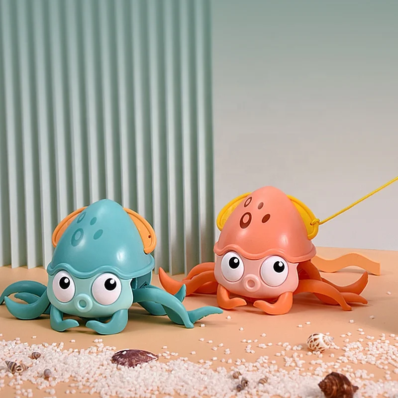 New Plastic Wind up Line Pull Floating Water Crawling Walking Octopus Baby Moving Bath Toy Animal With Water Toys Amphibious