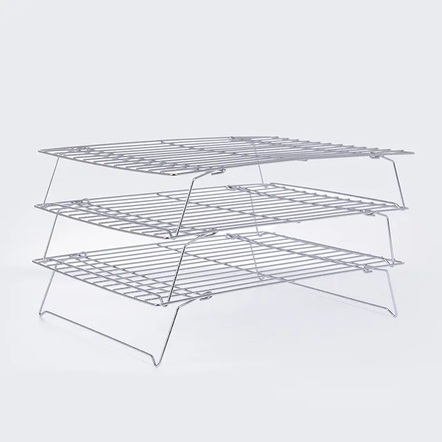 3-Tier Stackable Stainless Steel Cooling Rack 34x24x19cm Kitchen Utensil for Baking Roasting Cooling Cookies and Cakes