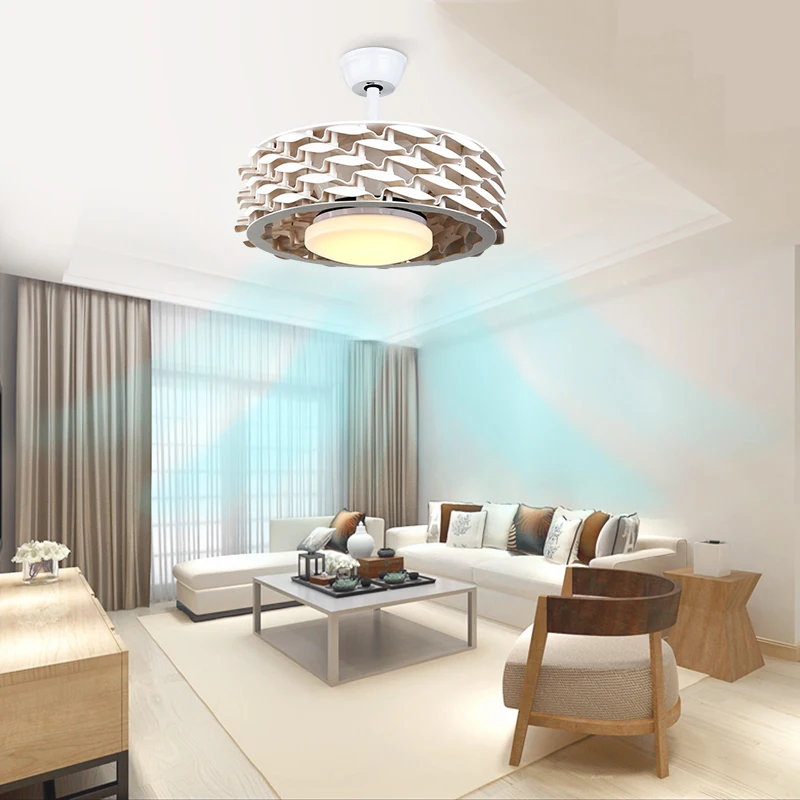 Bladeless 6 Speed DC Ceiling Fan Light Without Blade Led Ceiling Fan Chandelier Remote Control Led Ceiling Light with Fan