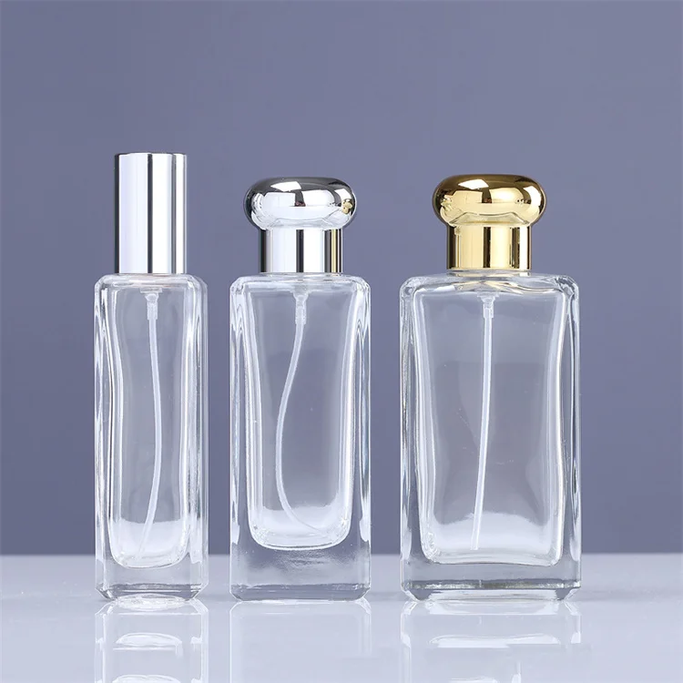 Luxury Gold Empty Rectangular Glass Perfume Spray  Bottle 30ml 50ml 100ml