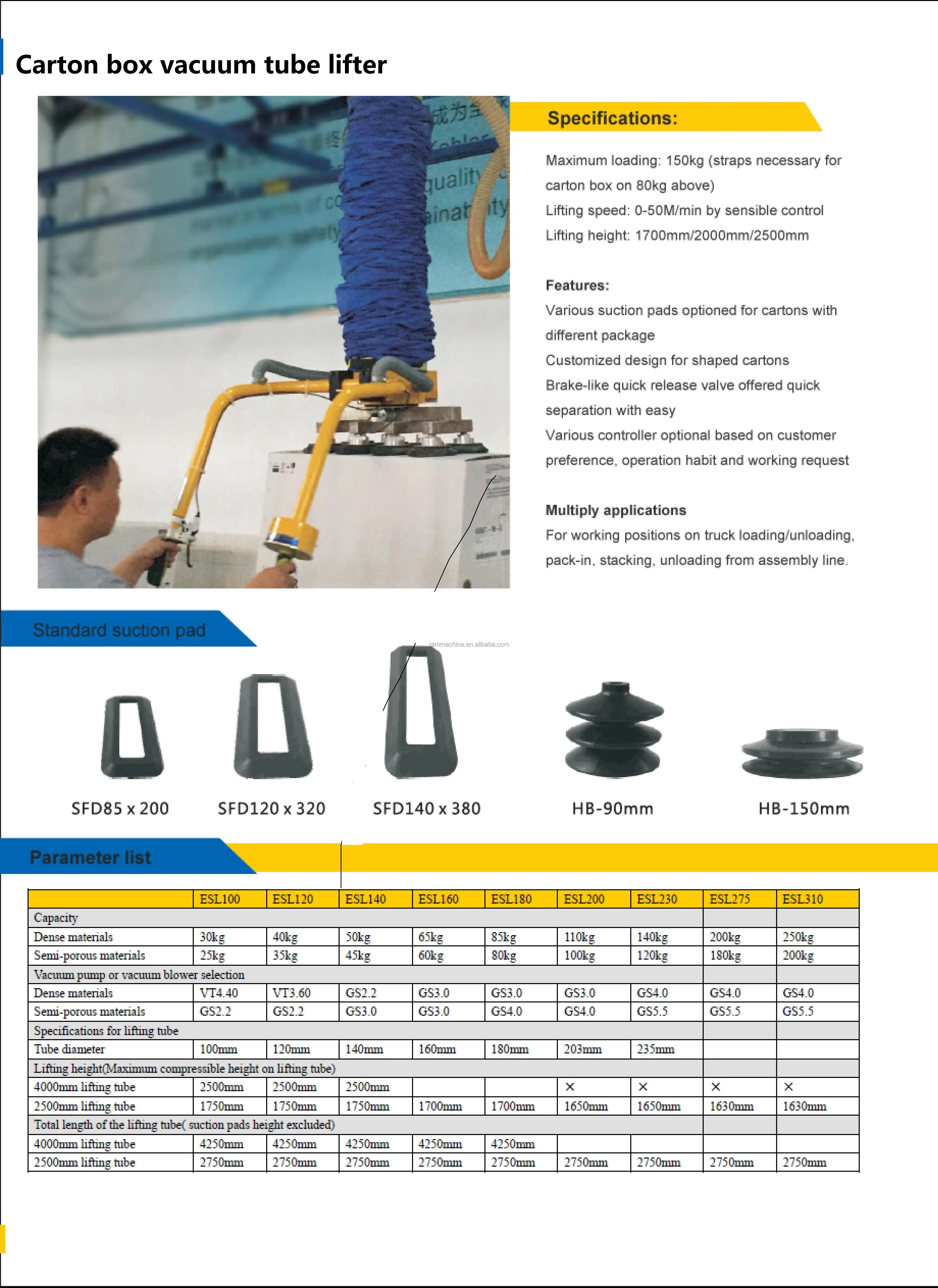Loading and Unloading Robot  Cartons Boxes Vacuum Manipulator Machine with Extended Long Handler
