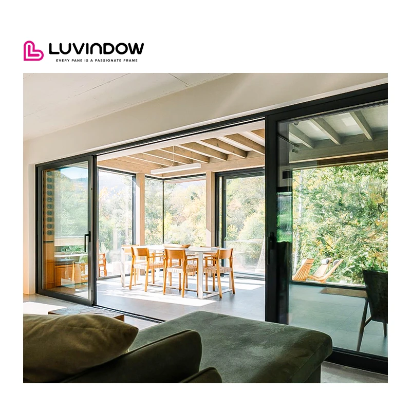 Luvindow Most Popular Thermal Break Aluminum Doors Sound Proof Double Glazed Heavy Duty Multi Panel Bi Folding Doors