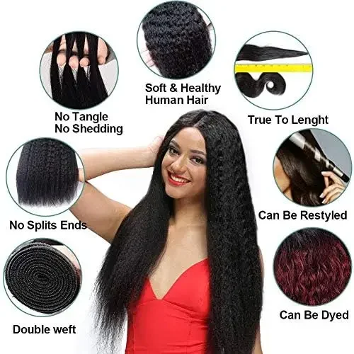 Brasiliansk Kinky Straight Remy Yaki Ekte Hår Bunter_voghion.com