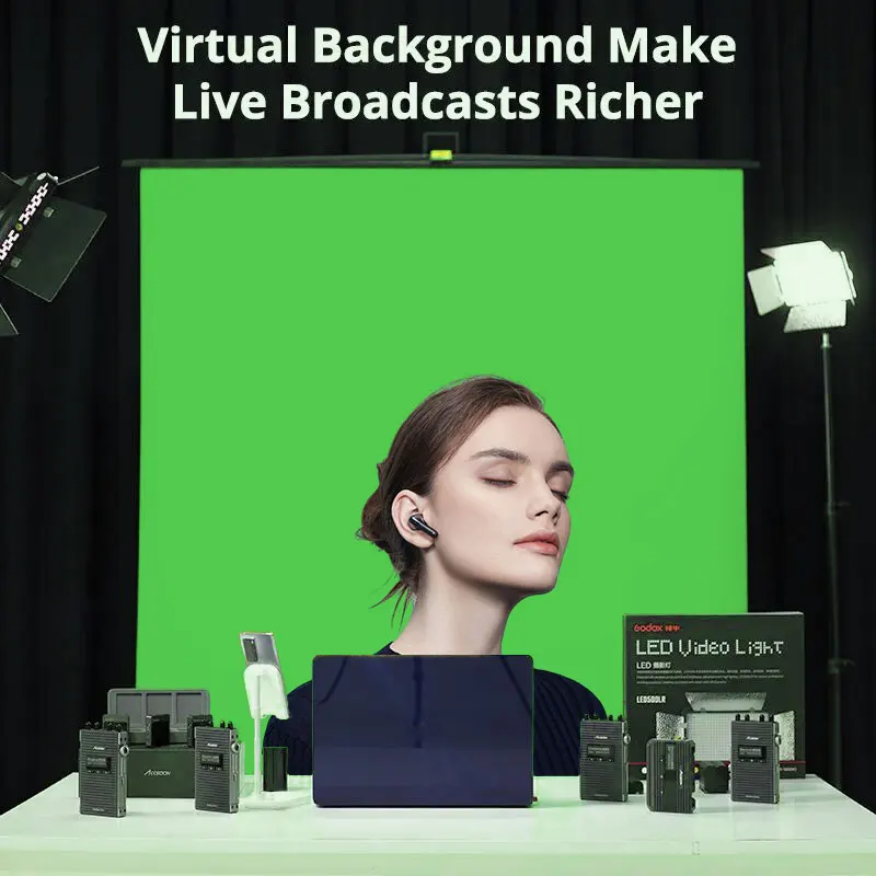 Best Collapsible Canvas Photo Background Backdrop Green Floor Rising Green Screen Background with Stand for Video Conference
