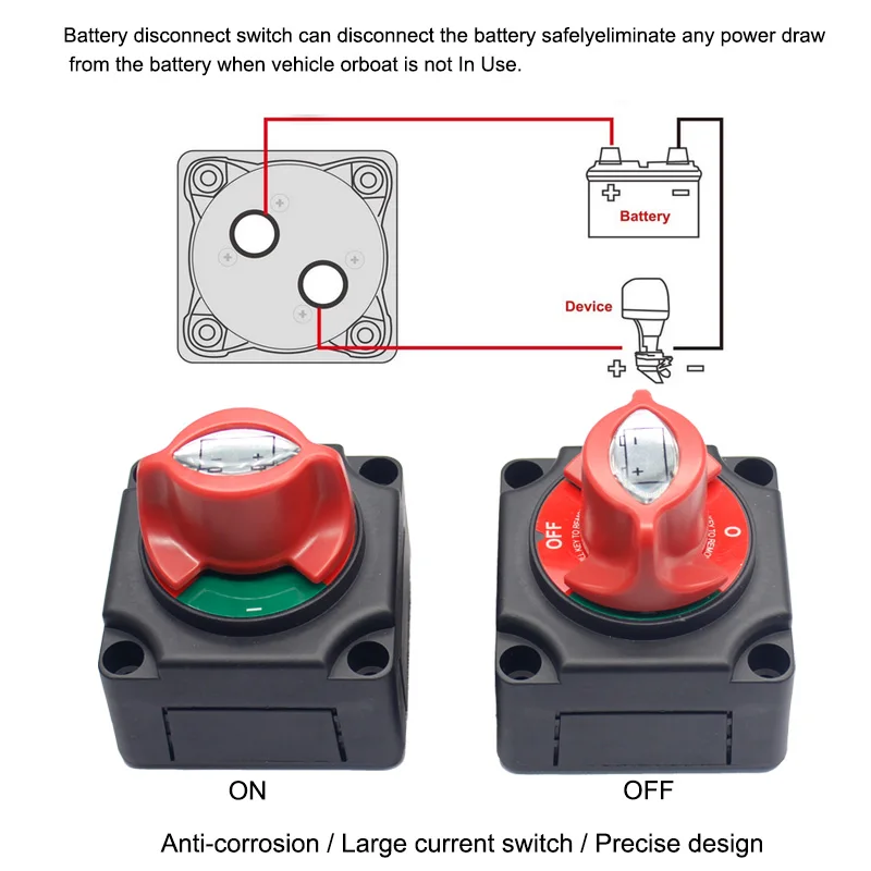 12V Battery Master Cut Off Switch - SPST Disconnect For ATV, Marine, NASCAR, Kill Power