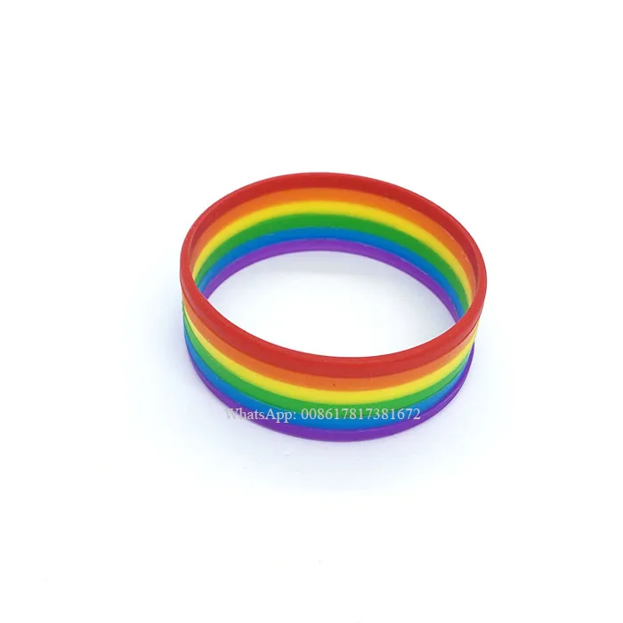 Factory Custom Standard Size rainbow Gay Pride Silicone Souvenir Bracelet Wristband