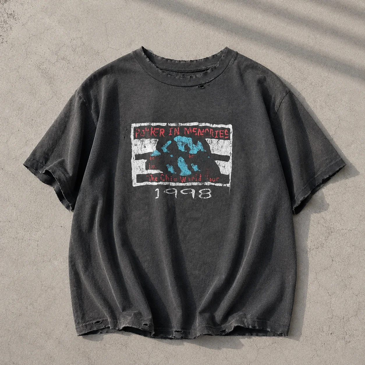 Men Custom Regular Fit Summer Boxy T Shirt 260Gsm Screen Printing Graphic Oversize Acid Wash Distressed Short Sleeve Tee gallery 2