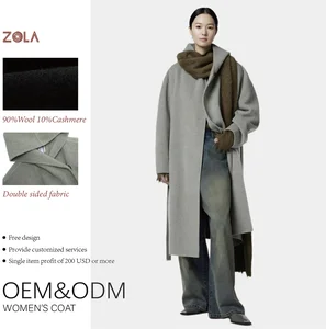 Double Sided Long Eco-Friendly Handmade Cashmere Coat for Women Beautiful Design Winter Hoodie with Belt Closure