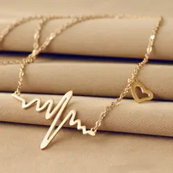 2021 Fashion New Design Wave Heart 18K Gold Plated Heartbeat Necklace For Woman