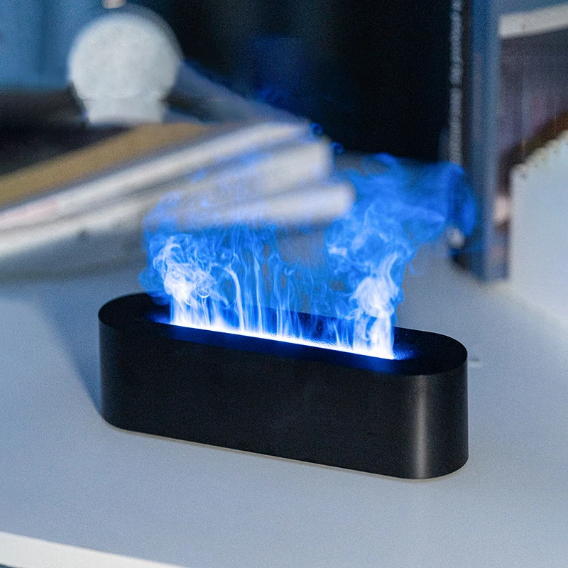 New Design Simulated Flame Essential Oil Diffusers Colorful Lamp Volcano Flame Aroma Diffuser Humidifier Hor Home Room