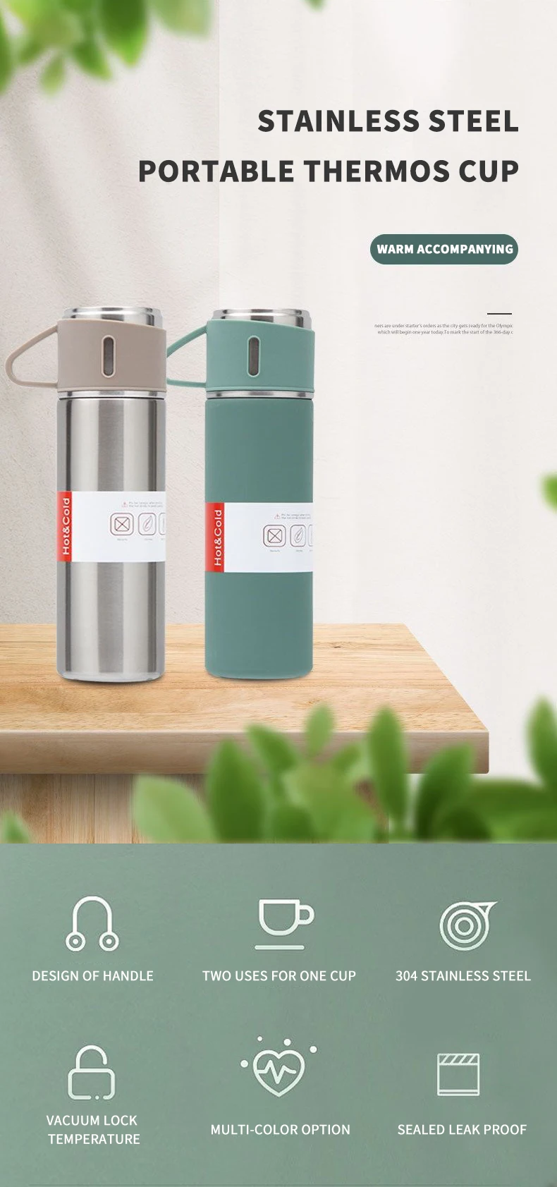 304 Stainless Steel Double Wall Flask Set 500ml Vacuum Insulated ...
