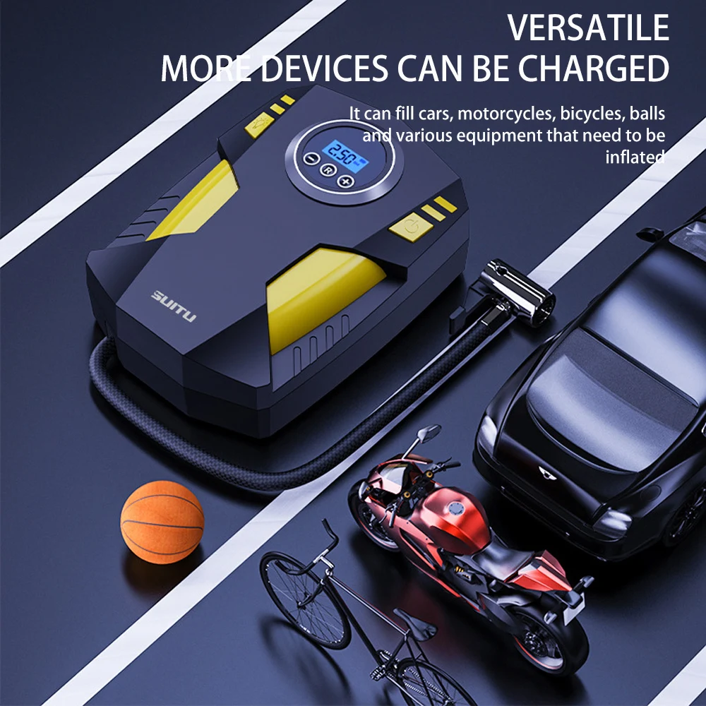 Multifunctional LED Digital Car Air Compressor with ABS Material Automatic Electric DC 12V Portable Tire Inflator - view 5