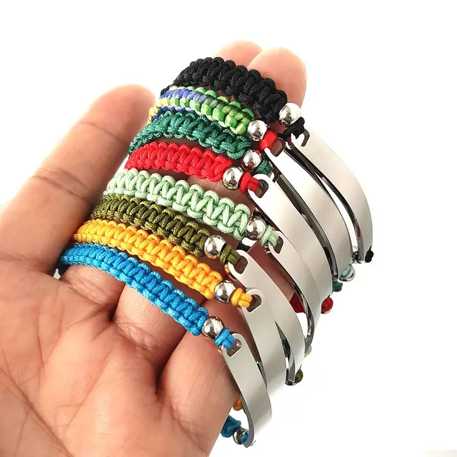 High Quality Adjustable Stainless Steel Bracelet Multicolor String Braided Thread Rope Bracelet For Women And Men