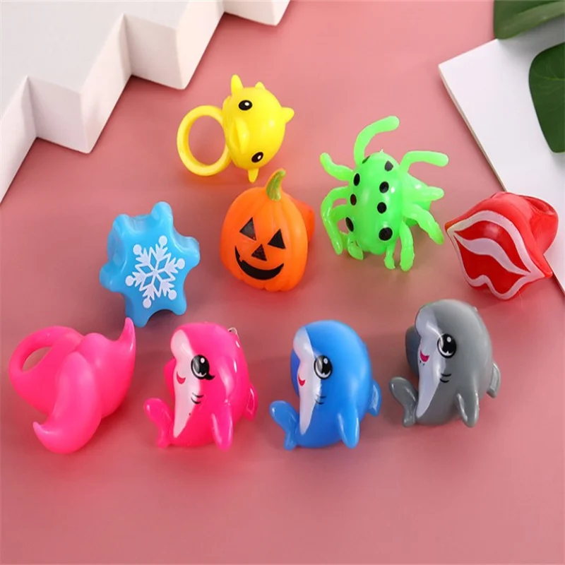 Different Shapes Soft Silicone Ring Flash Fluorescent Lamp LED Finger Jelly Rings Children Toys