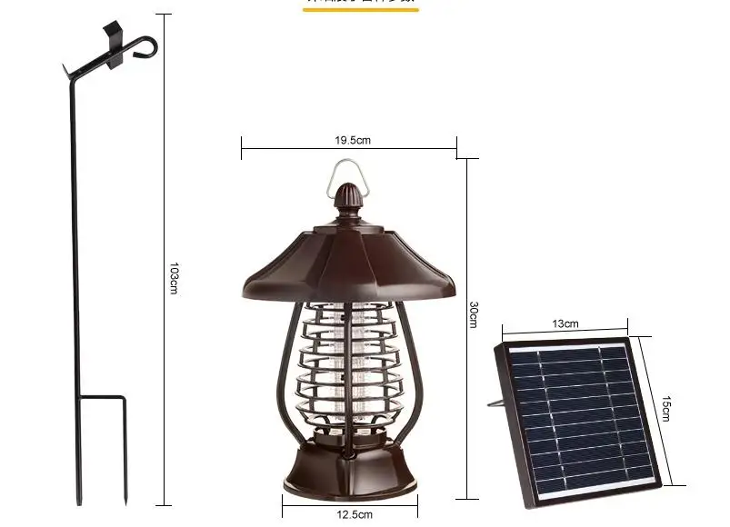 3W 6V 2000mah Solar Mosquito Lamp Garden Balconies Solar Powered Mosquito Killer 0