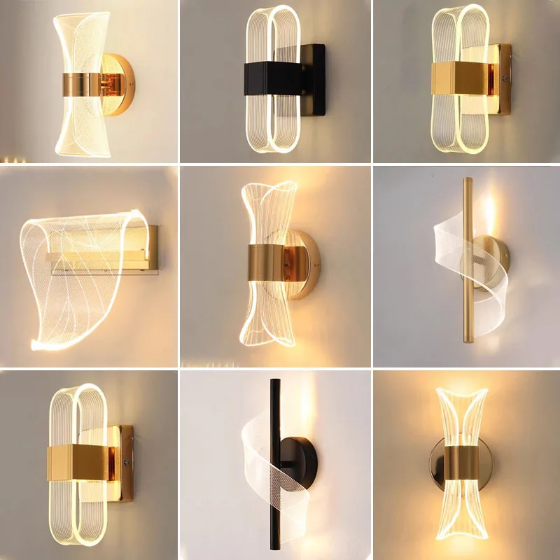 Cross Border Minimalist Modern Bedside Lamp Creative Bedroom Living Room Nordic Led Ultra Bright Aisle Background Wall Light