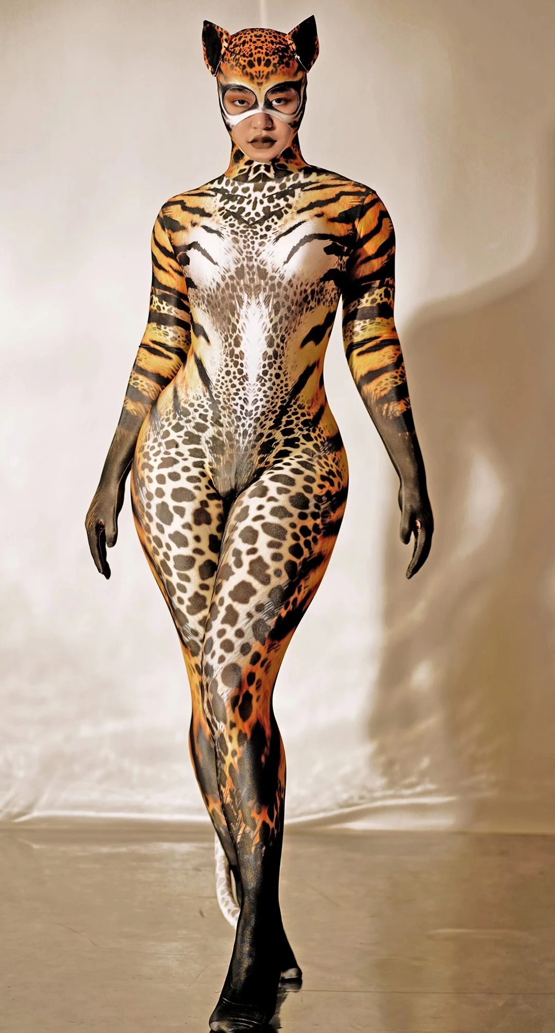 Sexy Stretch Skinny Leopard Print Full Cover Jumpsuit Women Club Animal  Role Play Bodysuit Cosplay Costumes Dance Stage Costume - Buy Lady ...