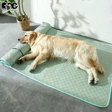 GeerDuo Large Size Easy Cleaning Non-slip Dogs Cats Summer Use Woven Rattan Cooling Pet Mat with Neck Guard